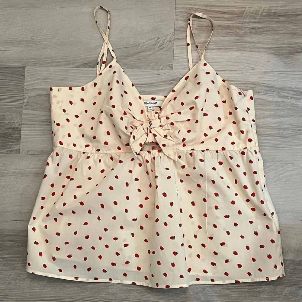 Madewell Women Yellow Babydoll Camisole Crop Top Tie Front Beachy Boho Fairy - Picture 3 of 12